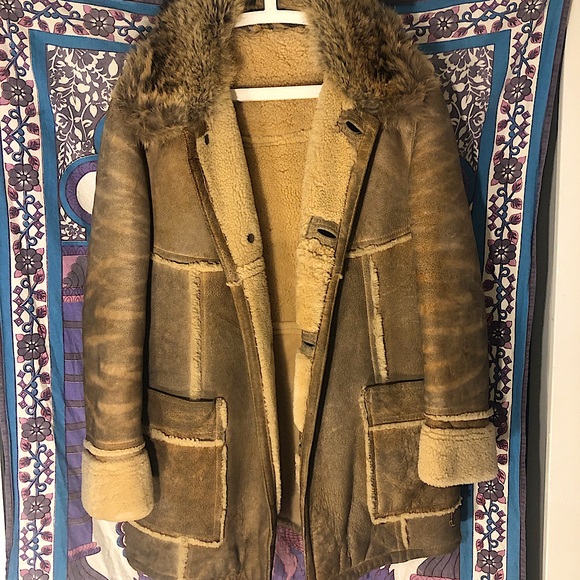 Vintage Canadian Sheepskin Coat With Real Fur Trim - Picture 1 of 7